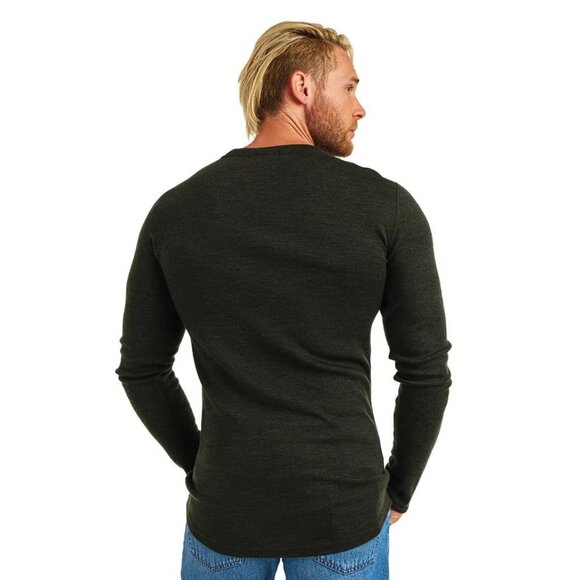 MERINO TECH Men's Merino Long Sleeve 320 Size XL In Army Green - Picture 2 of 7